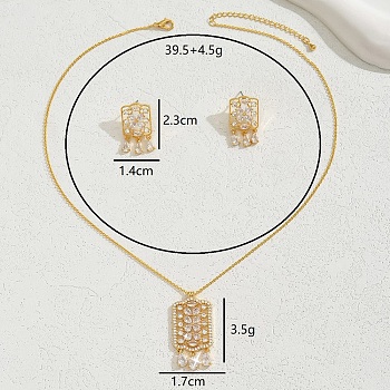 Elegant and Simple 18K Gold Plated Floral Pendant Necklace Earrings Set