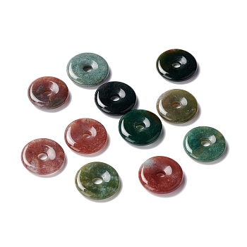 Natural Indian Agate Pendants, Donut/Pi Disc, 20x4mm, Hole: 4mm