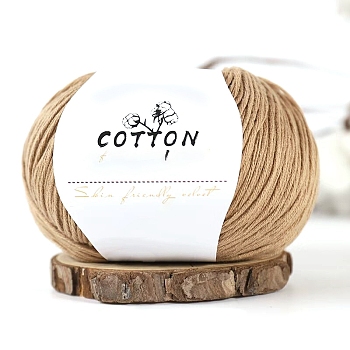 Milk Cotton Knitting Yarn, for Garments Scarves Sweater Shawl Hats, Camel, 0.5~1mm, about 131.23 Yards(120m)/Skein