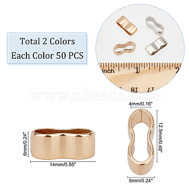 Elite 100Pcs 2 Colors 8-Shaped Zinc Alloy Slide Charms(FIND-PH0006-12)-4