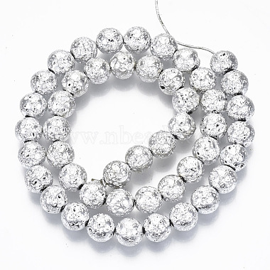 Electroplated Natural Lava Rock Beads Strands(G-S352-30C-06)-2