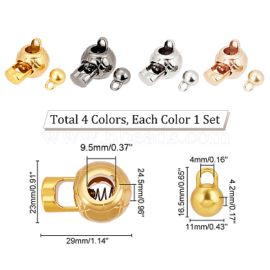 PandaHall Elite 4 sets 4 colors Alloy Cord Lock Clasp(FIND-PH0009-92)-2