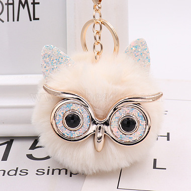 Antique White Owl Alloy+Other Material Keychain