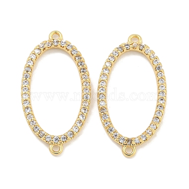 Real 18K Gold Plated Clear Oval Brass+Cubic Zirconia Links