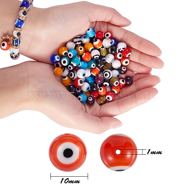 120 pièces 12 couleurs à la main mauvais œil au chalumeau brins de perles rondes(LAMP-SZ0001-11)-2