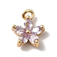 Brass Cubic Zirconia Flower Charms(KK-O141-01G-05)-1