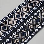 Rhombus Vintage Jacquard Polyester Ribbon, Emobridered Woven Ribbon, for Garment Accessories, Blue, 1-1/4 inch(32~32.5mm)(OCOR-WH0105-182A-01)