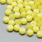 Transparent Stripe Resin Beads, Round, Yellow, 8mm, Hole: 1.6~2mm(RESI-S345-8mm-12)