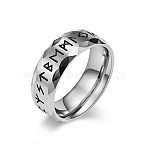 Viking Word Pattern 304 Stainless Steel Finger Rings for Men, Stainless Steel Color, US Size 12(21.4mm)(FS-WG08DAB-05)