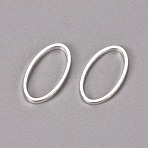 Brass Linking Rings, Oval, Silver Color Plated, about 8mm wide, 16mm long, 1mm thick(X-EC017-S)