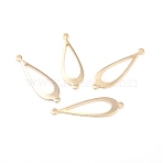 Brass Link Connectors, Cadmium Free & Lead Free, Long-Lasting Plated, Teardrops, Real 24K Gold Plated, 30x10x1mm, Hole: 1.2mm(X-KK-O139-08G)