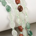 Natural Indian Agate & Yellow Aventurine & Green Aventurine & Quartz Crystal & Synthetic Goldstone Beads Strands, Flat Oval, with Seed Beads, 8~8.5x6~6.4x3.8~4mm, Hole: 0.7mm, about 37pcs/strand, 15.28''(38.8cm)(G-Z135-A02)