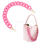 Acrylic Curban Chain Bag Straps, with Spring Gate Ring & Swivel Clasp, for Bag Replacement Accessories, Hot Pink, 46cm(FIND-WH0128-04)