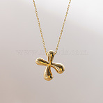 Brass Chunky Initial Pendant Necklaces, with Stainless Steel Lobster Claw Clasps, Real 14K Gold Plated, Letter X, 17.72~18.90 inch(45~48cm)(WG97A63-24)
