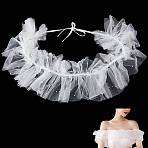 Lady Tulle Collars, Bridal Shawl, with Imitation Pearl & Rhinestone, White, 1870x160x1.5mm(AJEW-WH20001-37C)