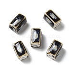 Handmade Porcelain Beads, Cuboid, Black, 12~13x7~7.5x7~7.5mm, Hole: 2.5mm(PORC-L080-D09)