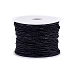 30M Polyester Braided Cord, for Clothes Accessories and Curtains Accessories, with Plastic Empty Spools, Black, 3x1mm(OCOR-LP0001-26)