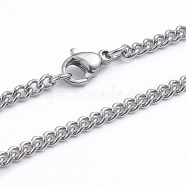 304 Stainless Steel Curb Chains Twist Chains Necklaces, with Lobster Claw Clasps, Stainless Steel Color, 20 inch(50.8cm)(NJEW-L173-006-P)