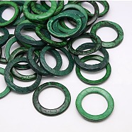 Dyed Wood Jewelry Findings Coconut Linking Rings, Dark Green, 35~36x3~6mm(COCO-O006B-01)