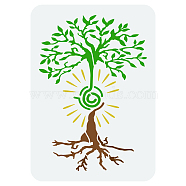 Plastic Drawing Painting Stencils Templates, for Painting on Scrapbook Fabric Tiles Floor Furniture Wood, Rectangle, Tree of Life, 29.7x21cm(DIY-WH0396-744)