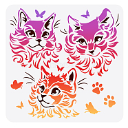 PET Hollow Out Drawing Painting Stencils, for DIY Scrapbook, Photo Album, Cat Pattern, 30x30cm(DIY-WH0391-0280)