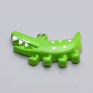 Resin Decoden Cabochons, Crocodile/Alligator Shaped, Lime, 28x16x5.5mm(CRES-T005-55)