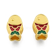 Alloy Enamel Beads, Matte Style, Fish, Matte Gold Color, 10x7.5x7mm, Hole: 3.5mm(FIND-G035-58MG)