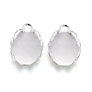 304 Stainless Steel Cabochon Settings, Lace Edge Bezel Cups, Oval, Silver, Tray: 10x8mm, 11.5x8.5x2mm(X-STAS-P249-13B-S)