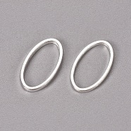 Brass Linking Rings, Oval, Silver Color Plated, about 8mm wide, 16mm long, 1mm thick(X-EC017-S)