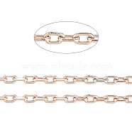 Ion Plating(IP) 304 Stainless Steel Cable Chains, Diamond Cut Chains, Soldered, Faceted, with Spool, Oval, Rose Gold, 1.5x1x0.3mm, about 32.8 Feet(10m)/roll(CHS-D004-01RG)