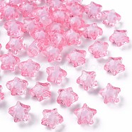 Transparent Acrylic Beads, Bead in Bead, Faceted, Star, Pearl Pink, 10.5x11x7mm, Hole: 2mm, about 1280pcs/500g(TACR-S152-01A-703)