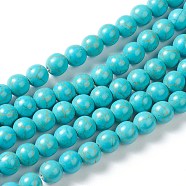 Synthetic Turquoise Beads Strands, Dyed, Round, Dark Cyan, 4mm, Hole: 0.8mm, about 95pcs/strand, 14 inch(35.5cm)(G-J389-02A)
