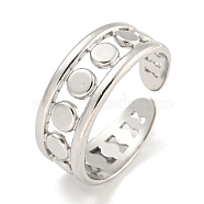 Non-Tarnish 304 Stainless Steel Round Wide Open Cuff Ring for Women, Stainless Steel Color, Adjustable(RJEW-A043-25P)