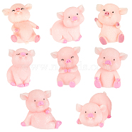 24Pcs 8 Styles Resin Pig Figurines Ornaments, for Car Home Desktop Decoration, Misty Rose, 27~42x23~41x20~37mm, 3pcs/style(DJEW-GA0001-55)