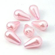 ABS Plastic Imitation Pearl, teardrop, Pink, 10x6mm, Hole: 1mm(MACR-G002-2)