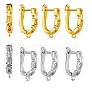 4 Pairs 2 Colors Brass Hollow Out Rectangle Hoop Earring Findings, Latch Back, Lead Free & Cadmium Free, Platinum & Golden, 18.5x12x3mm, Hole: 1.2mm, Pin: 1mm, 2 Pairs/color(ZIRC-SZ0005-04)