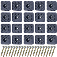 20Pcs Rubber & Stainless Steel Screw in Furniture Pads, Chair Leg Floor Protector, Square, with 24Pcs Carbon Steel Wood Screws, Black, 22x22.5x9mm, Hole: 3~4mm, Inner Diameter: 8mm(FIND-GF0005-77B)