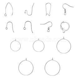 Stainless Steel Earring Hooks, with Horizontal Loop, with Hoop Earrings Findings, Leverback Earring Findings, Stainless Steel Color, 156pcs/box(STAS-UN0006-99P)