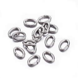 304 Stainless Steel Jump Rings, Open Jump Rings, Oval, Stainless Steel Color, 18 Gauge, 6x4x1mm, Inner Diameter: 2x4mm(STAS-F221-40P-K)