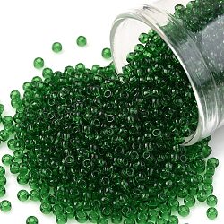 TOHO Round Seed Beads, Japanese Seed Beads, (7B) Transparent Grass Green, 11/0, 2.2mm, Hole: 0.8mm, about 1110pcs/10g(X-SEED-TR11-0007B)