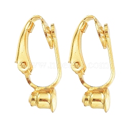 Brass Clip-on Earring Converters Findings, for Non-Pierced Ears, Golden, 19x6x9mm, Hole: 1mm(X-KK-Q115-G)