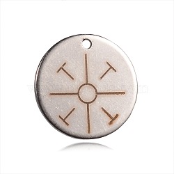 Spray Painted Stainless Steel Charms, Flat Round with Pattern, Peru, 15x1mm, Hole: 1mm(STAS-F092-07P)