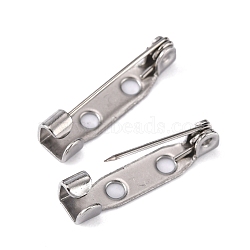 Tarnish Resistant 304 Stainless Steel Pin Brooch Back Bar Findings, Stainless Steel Color, 19x5x5mm, Pin: 0.8mm(STAS-Q184-01)