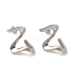 304 Stainless Steel Twist Wave Stud Earrings for Women, Stainless Steel Color, 26x20x12mm, Pin: 0.7mm(EJEW-P219-03P)