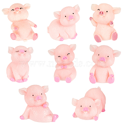 AHADERMAKER 24Pcs 8 Styles Resin Pig Figurines Ornaments, for Car Home Desktop Decoration, Misty Rose, 27~42x23~41x20~37mm, 3pcs/style(DJEW-GA0001-55)