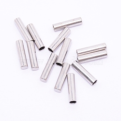 Brass Cord Ends, End Caps, Column, Platinum, 18x4.5mm, Hole: 4mm(AJEW-WH0129-11P)