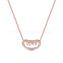 SHEGRACE Awesome 925 Sterling Silver Necklace, with Love in Micro Pave AAA Cubic Zirconia Heart Pendant, Rose Gold, 15.7 inch(JN437A)