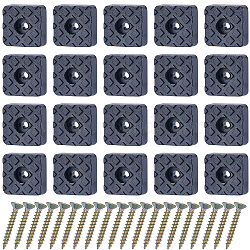 20Pcs Rubber & Stainless Steel Screw in Furniture Pads, Chair Leg Floor Protector, Square, with 24Pcs Carbon Steel Wood Screws, Black, 22x22.5x9mm, Hole: 3~4mm, Inner Diameter: 8mm(FIND-GF0005-77B)