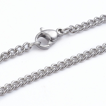 304 Stainless Steel Curb Chains Twist Chains Necklaces, with Lobster Claw Clasps, Stainless Steel Color, 20 inch(50.8cm)