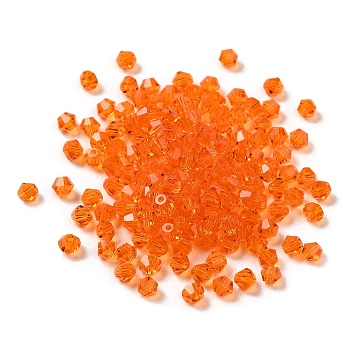 Transparent Glass Beads, Faceted, Bicone, Tomato, 3.5x3.5x3mm, Hole: 0.8mm, 720pcs/bag. 
